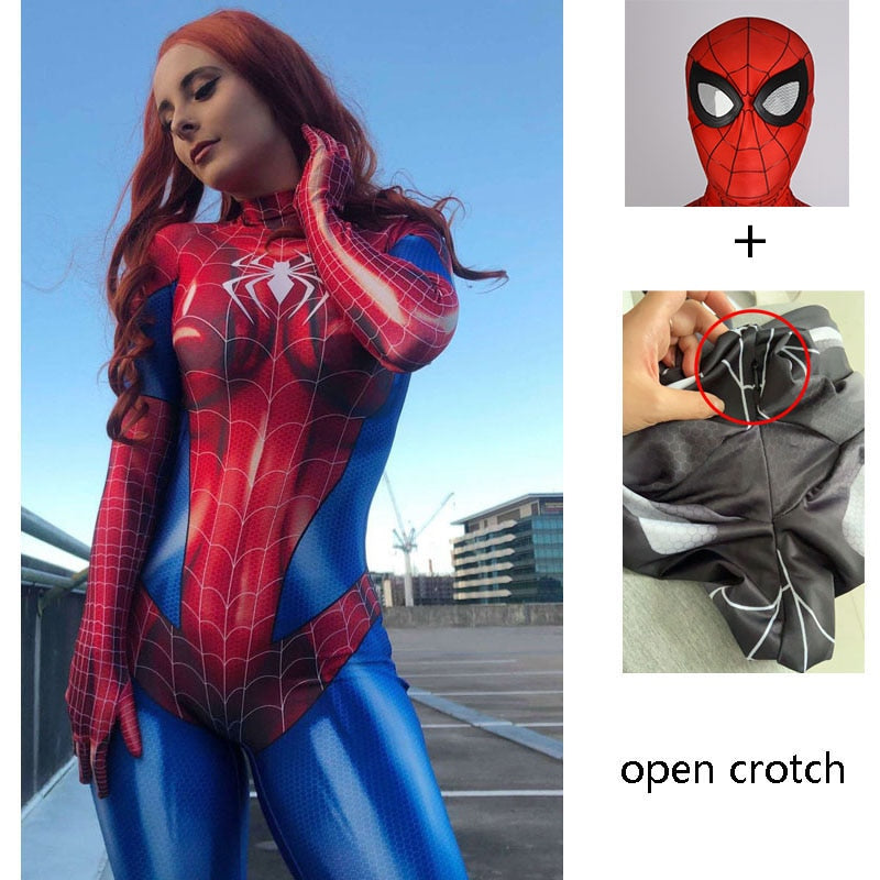 Halloween Spiderman Jumpsuit Costumes Red, Blue and black