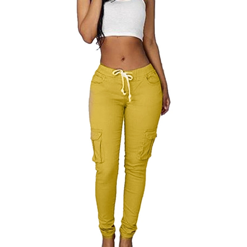 Women Lace Up Waist Casual Pants