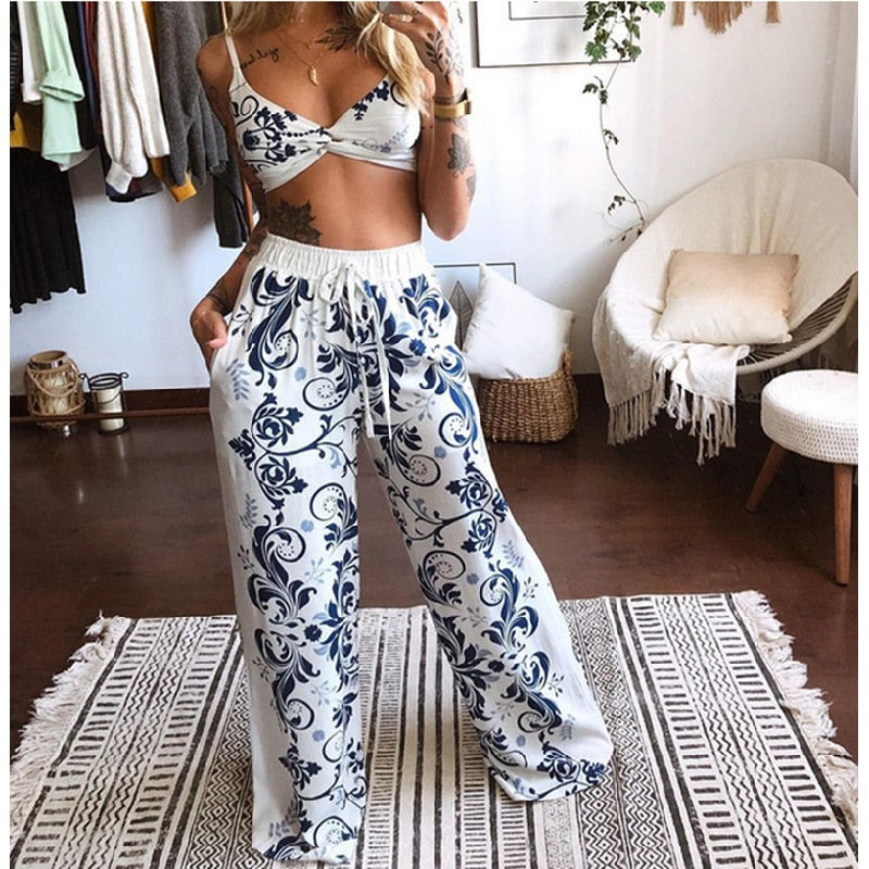 Women Fashion 2 Pieces Pants Set