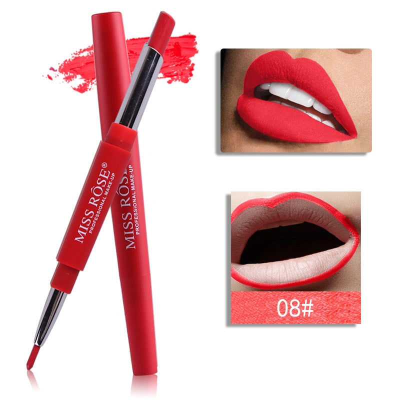 8 Color Matte Lipstick Lip Liner 2 In 1 Brand Makeup Lipstick