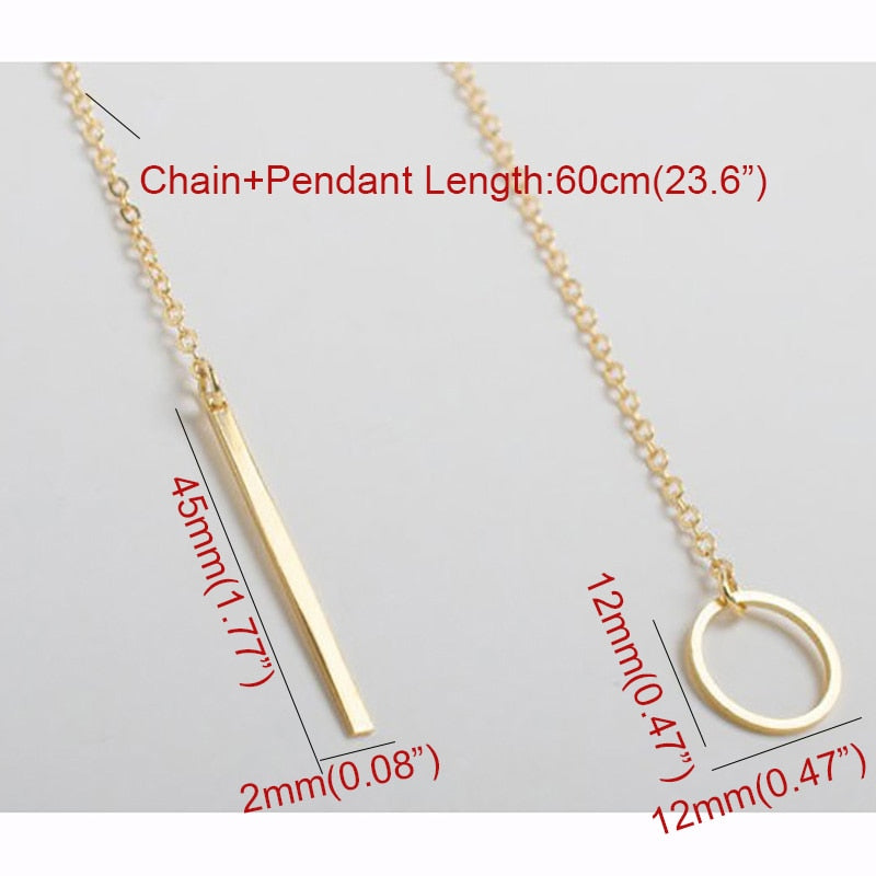 Ladies Pendant Necklace Stainless Steel Y Circle Lariat Style Long Chain