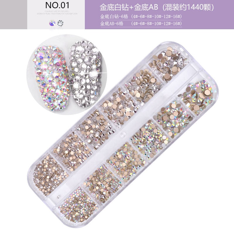 Women Rhinestone Diamond gem 3D glitter nail art