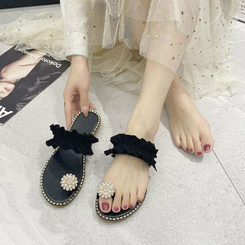 Women Bead Wedges Pineapple Flip Flops Sandals