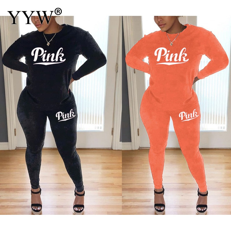 Women Pink Tracksuits Suits Sets