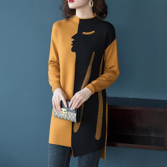 Women Casual New Knitted Long Sleeve Vintage Winter Sweater