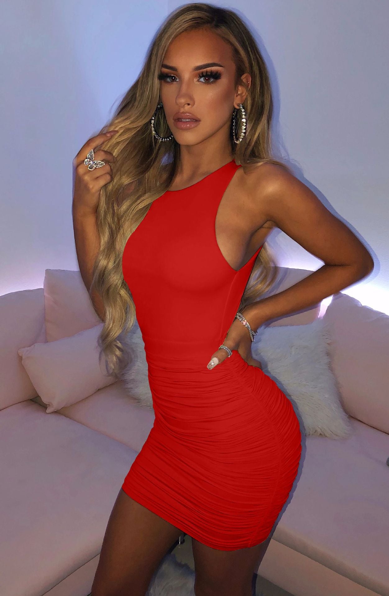 Women Sexy Hollow Out Backless Party Dresses