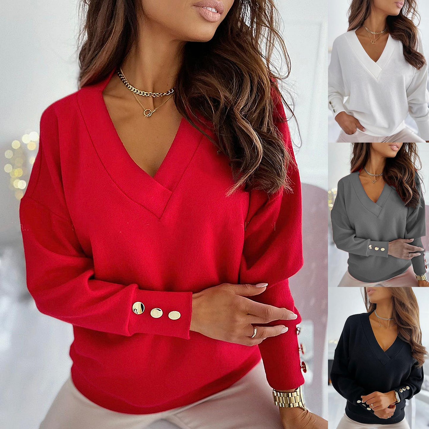 Women Deep V Neck Elegant blouses