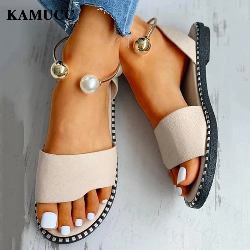 Women New Beaded Pearly Sandals