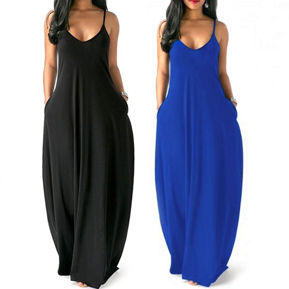 Women Sling Breathable Sleeveless Long Dresses