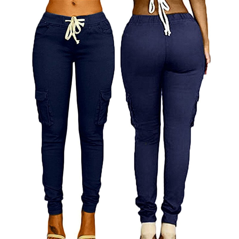 Women Lace Up Waist Casual Pants