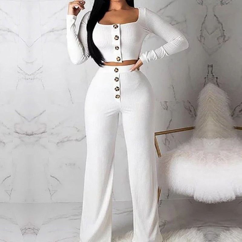 Women Ribbed 2 Two Piece Set