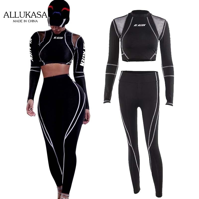 Women New Strips Stitching tracks suit Set