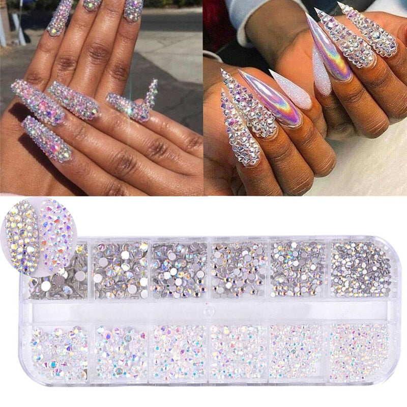 Women Rhinestone Diamond gem 3D glitter nail art