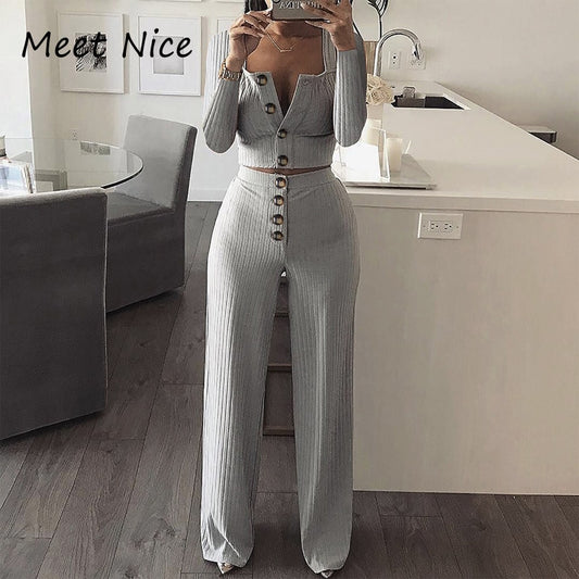 Women Ribbed 2 Two Piece Set