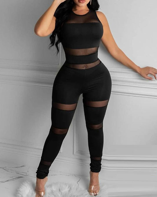 Women Elegant Casual Sheer Jumpsuit