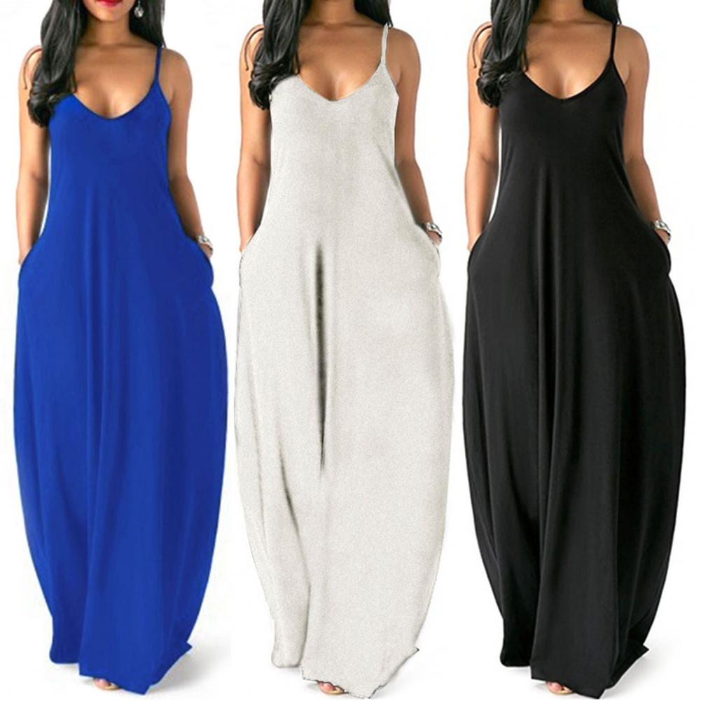 Women Sling Breathable Sleeveless Long Dresses