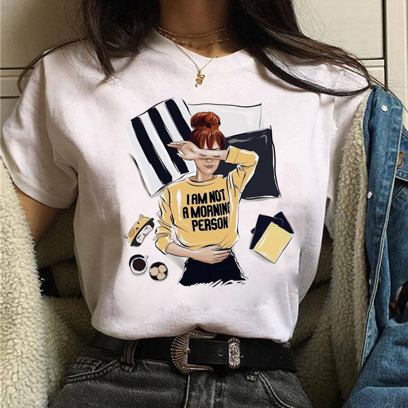 Fashion Women T Shirt Coffee Time Female Casual Tops Tee 90s