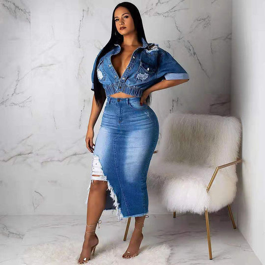 Women Casual Denim 2 Piece Set