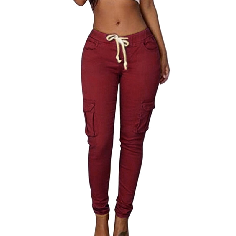 Women Lace Up Waist Casual Pants