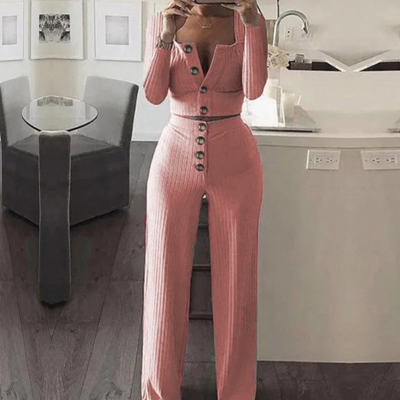 Women Ribbed 2 Two Piece Set