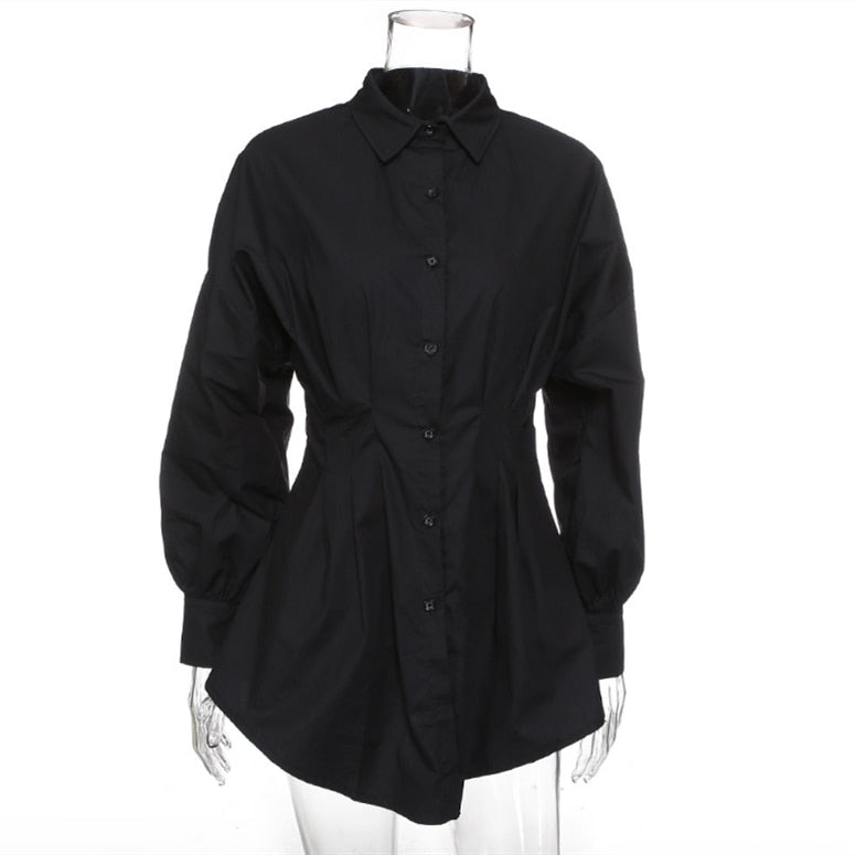 Women Long Sleeve Mini Shirt Dress