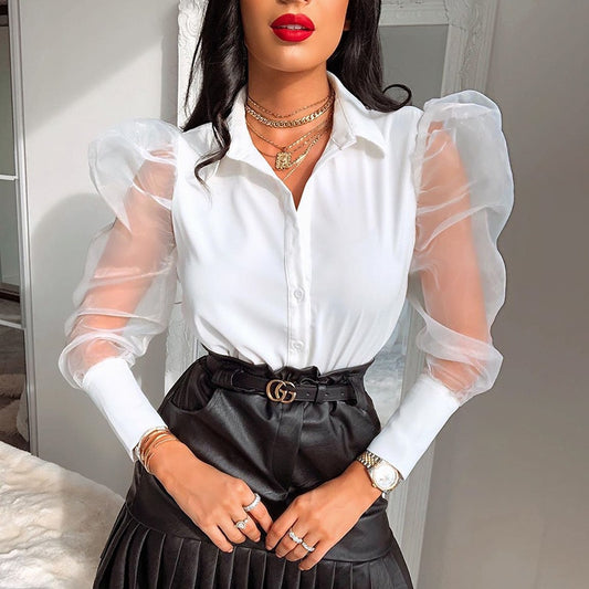 Women Elegant Puff Long Sleeve Blouse