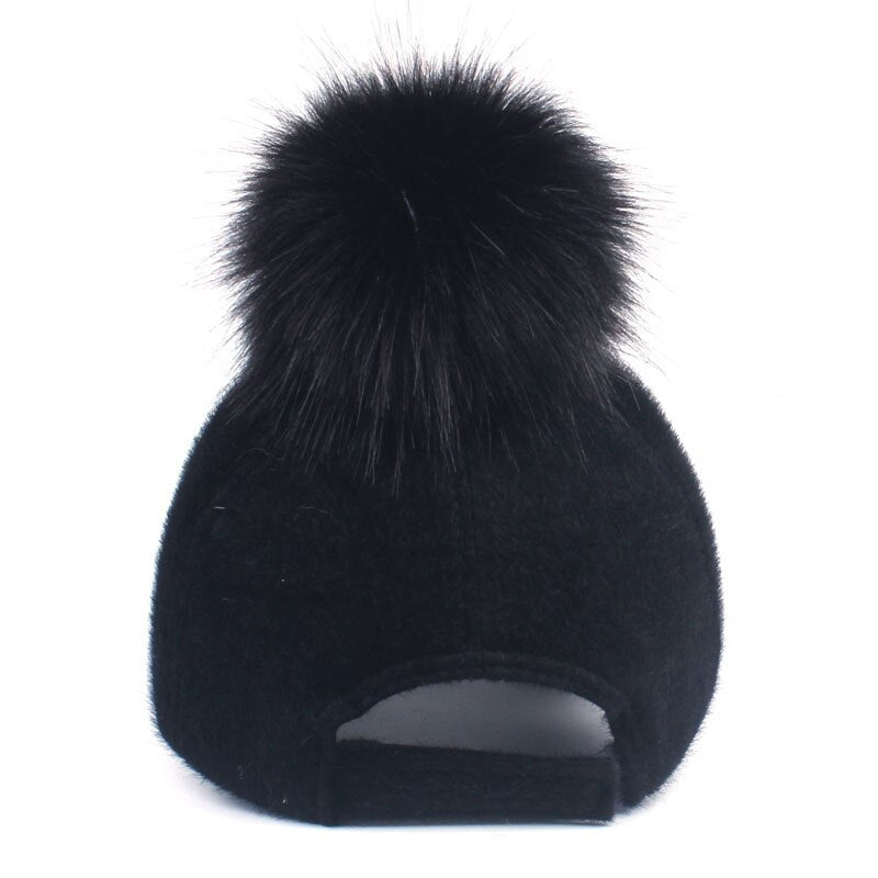 Women Faux Fur baseball caps