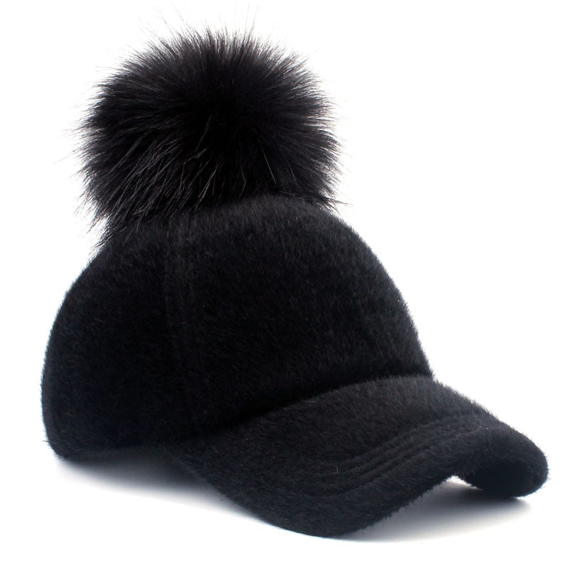 Women Faux Fur baseball caps