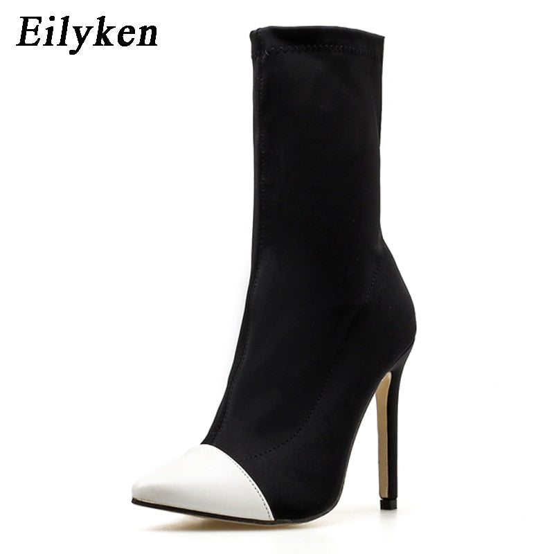 New Winter Women Ankle Boots Pointed Toe White