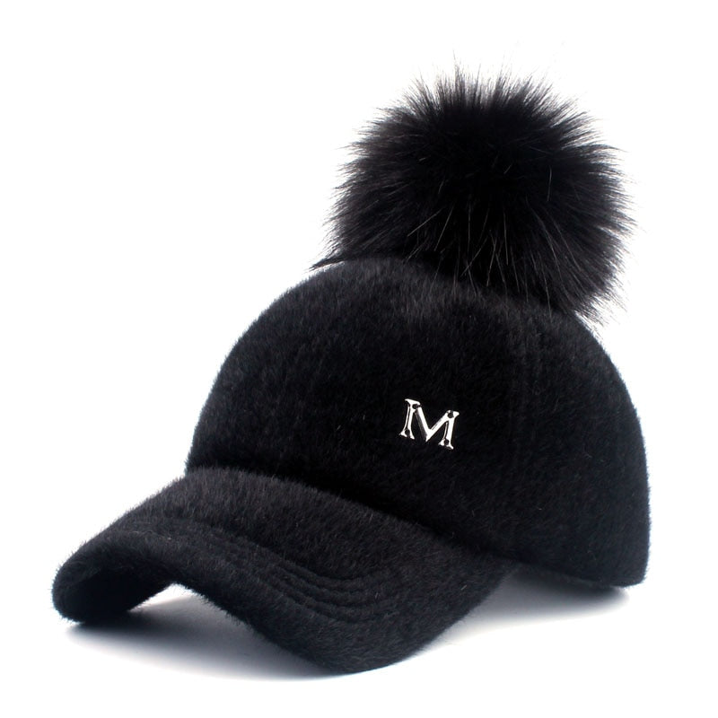 Women Faux Fur baseball caps