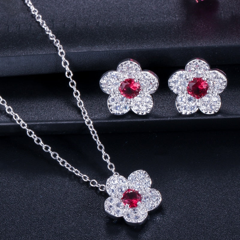 Women's Zirconia Stones Flower Sets