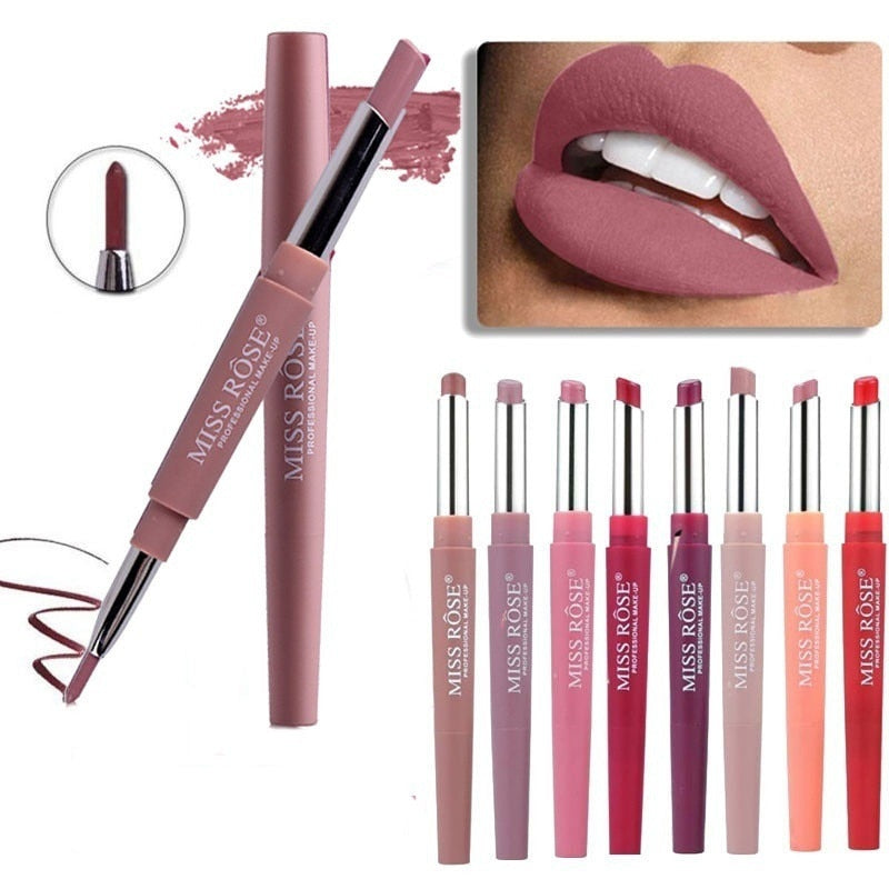 8 Color Matte Lipstick Lip Liner 2 In 1 Brand Makeup Lipstick