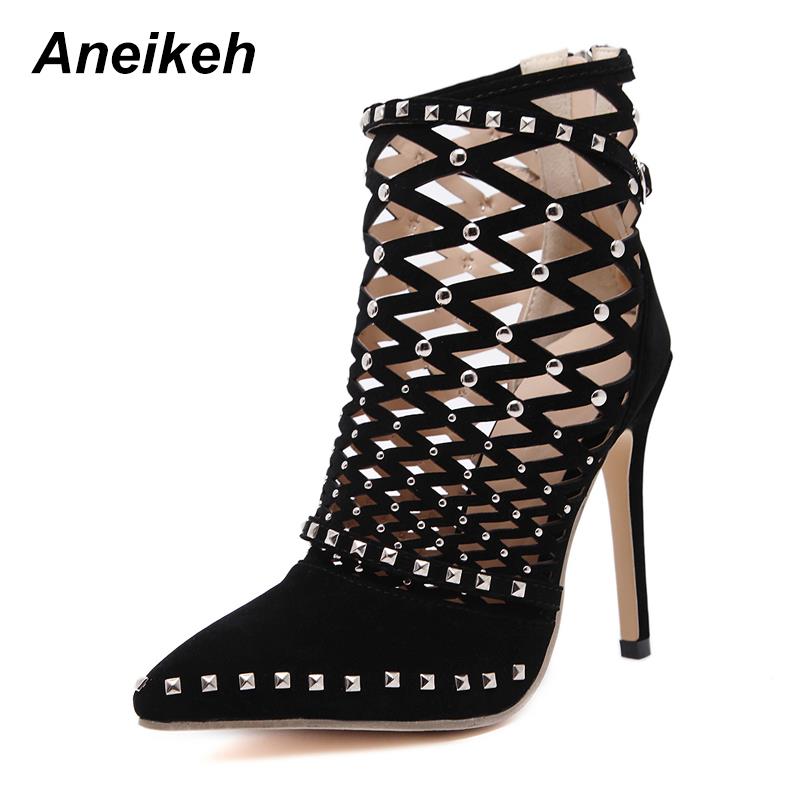 Women Gladiator Caged Ankle Boots