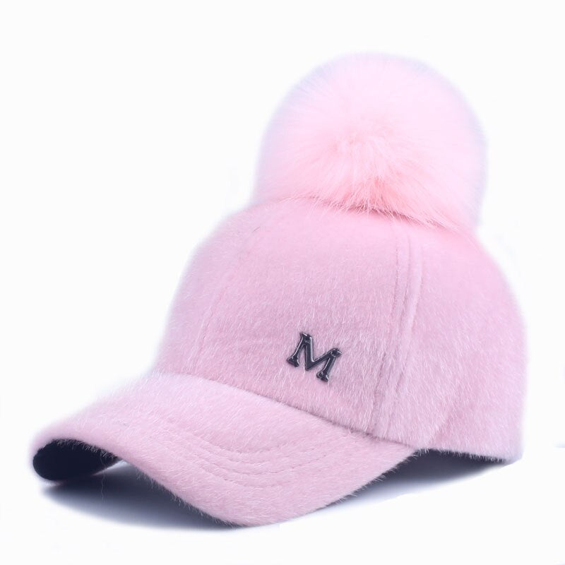 Women Faux Fur baseball caps