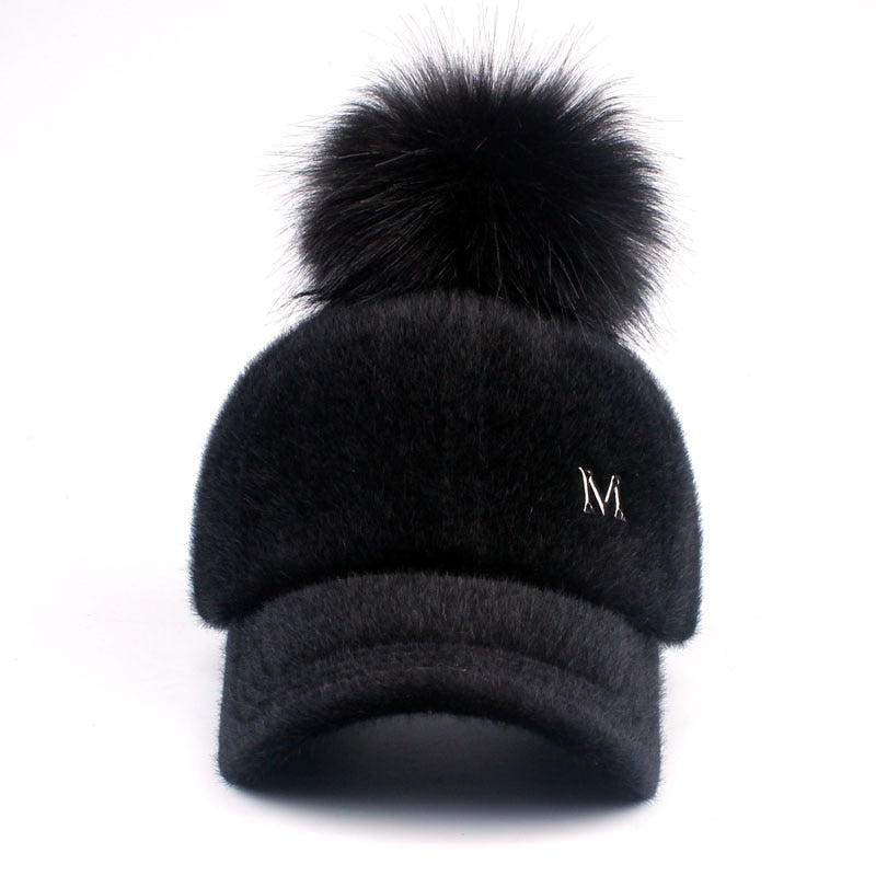 Women Faux Fur baseball caps