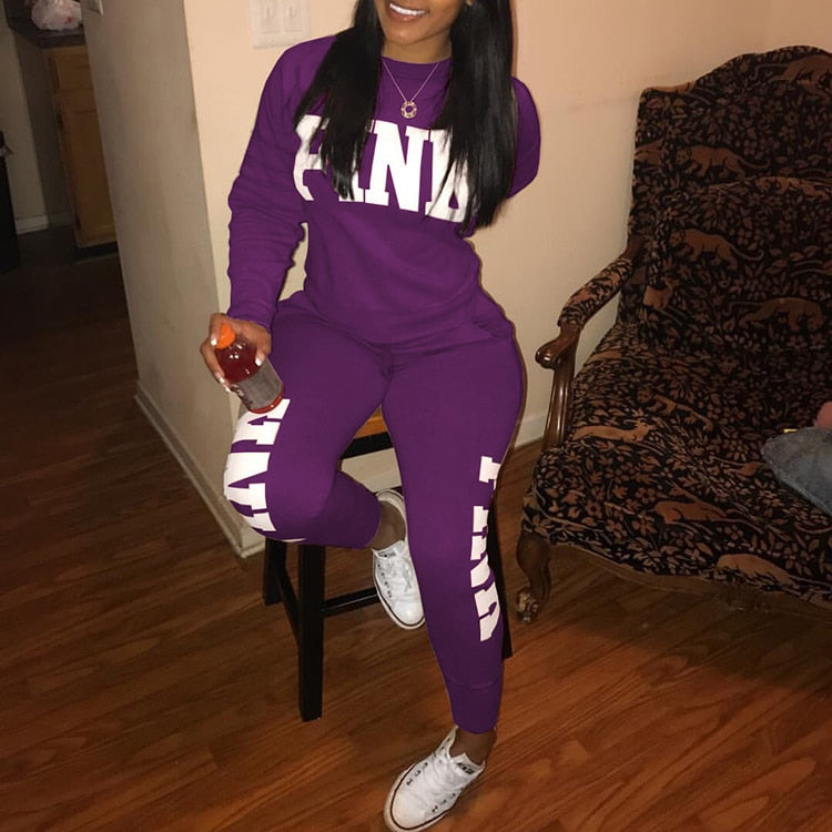 Women Casual Tracksuit Two Piece Set