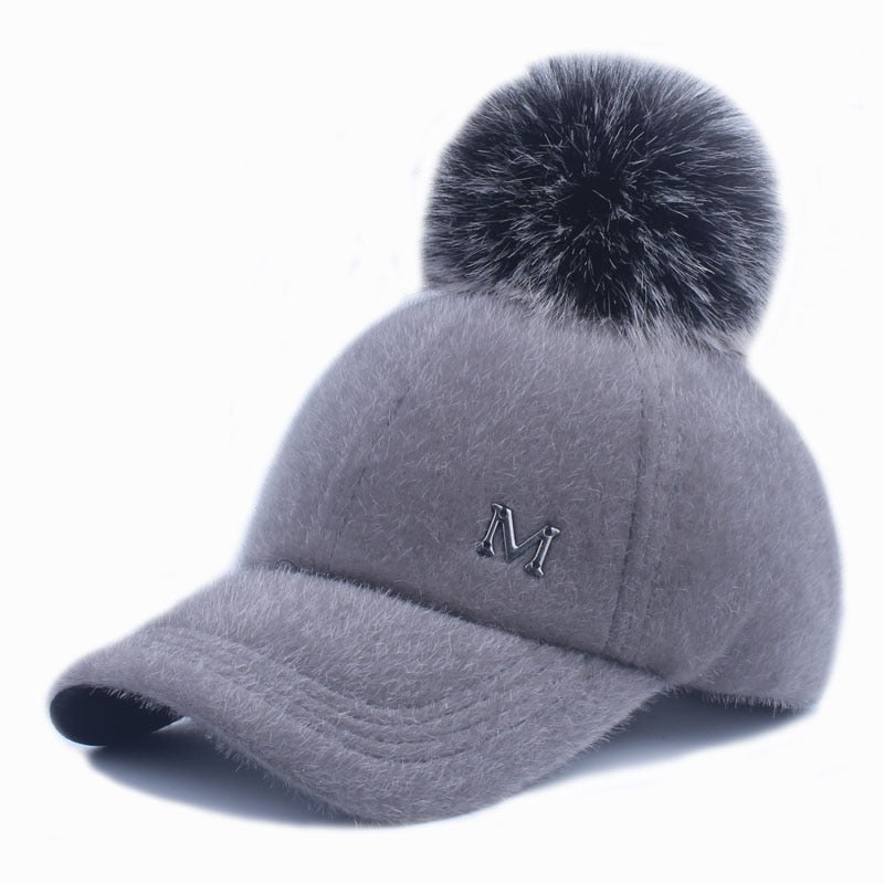 Women Faux Fur baseball caps