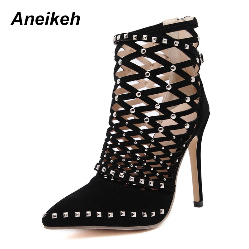 Women Gladiator Caged Ankle Boots