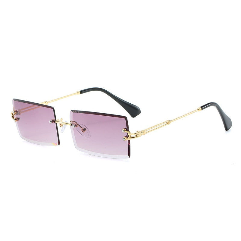 Women Rimless Rectangle Sunglasses UV400