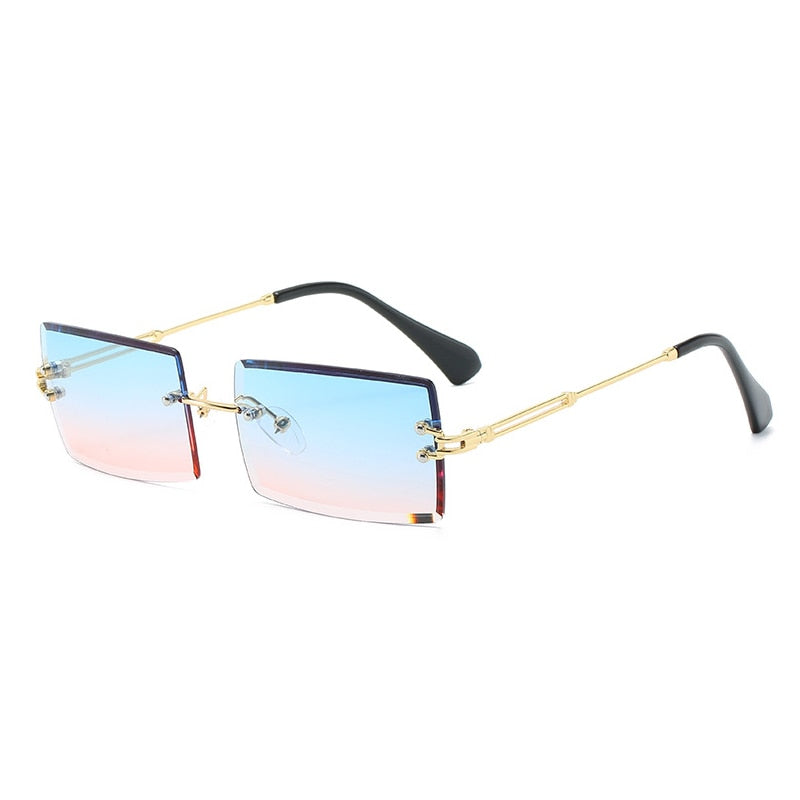 Women Rimless Rectangle Sunglasses UV400