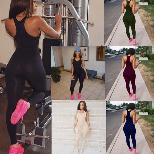 Women One Piece Casual Skinny Sleeveless Jumpsuit Sportswear