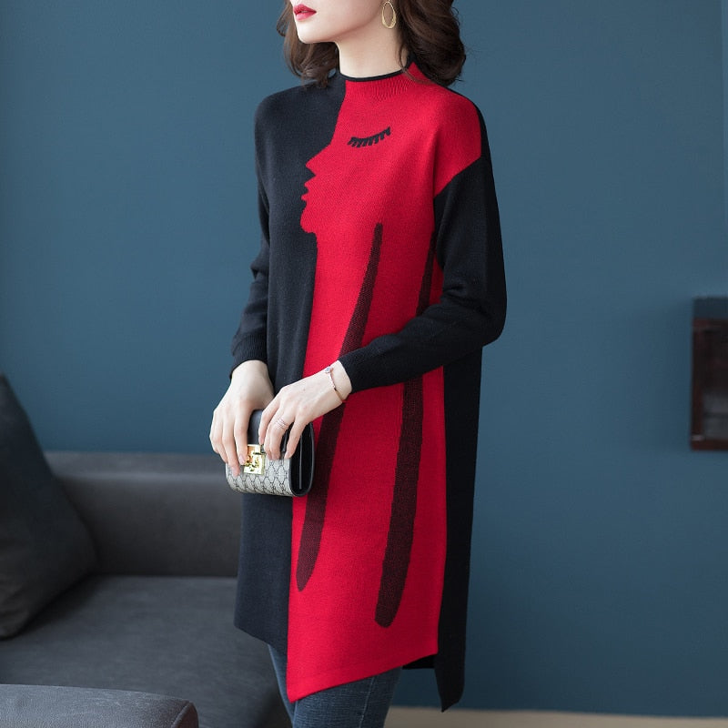 Women Casual New Knitted Long Sleeve Vintage Winter Sweater