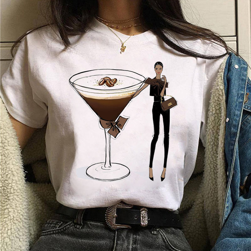 Fashion Women T Shirt Coffee Time Female Casual Tops Tee 90s