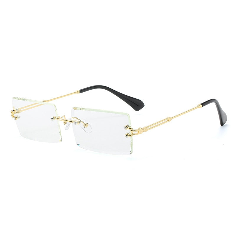 Women Rimless Rectangle Sunglasses UV400