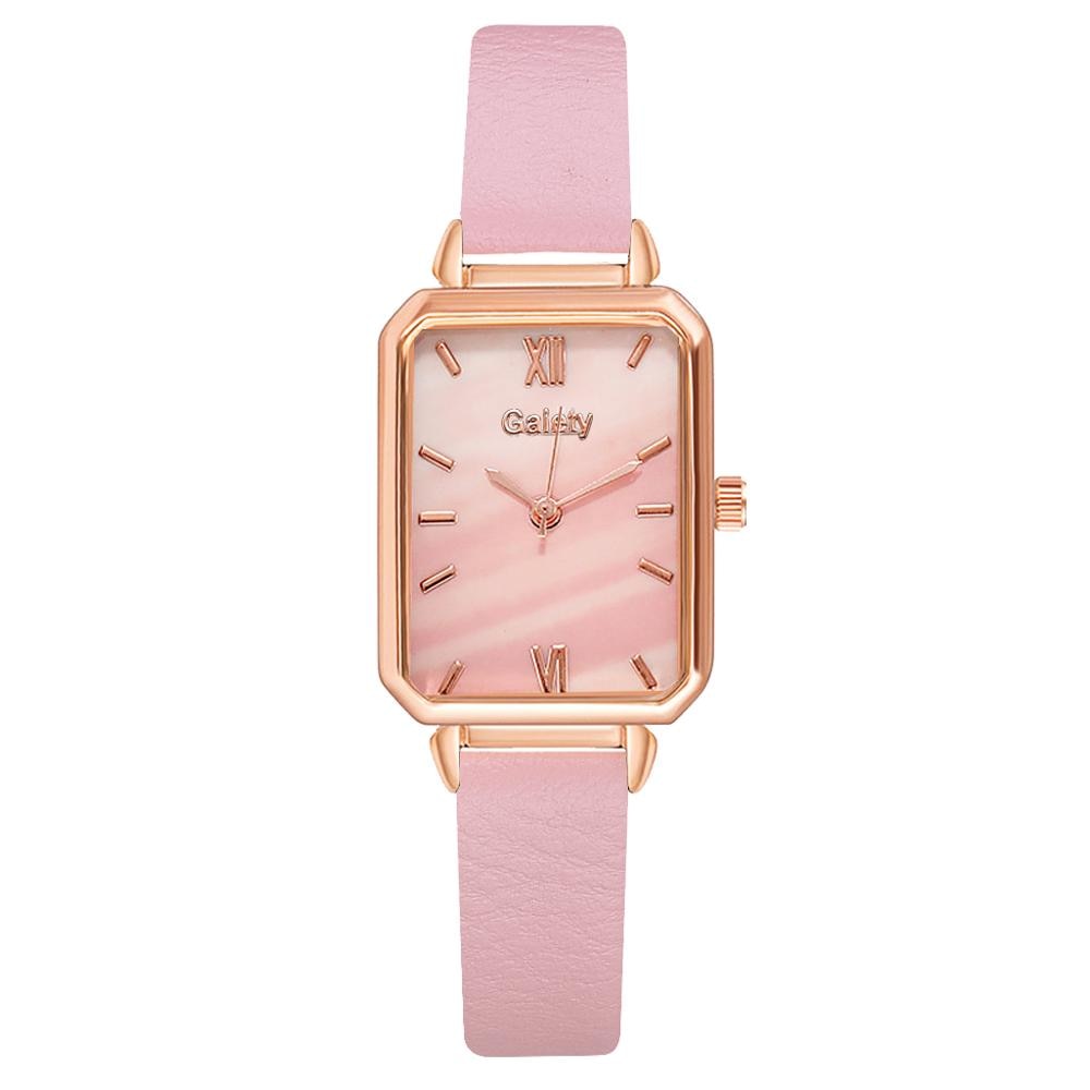 Women Watches Fashion Square Bracelet Set Green Dial Simple Rose Gold Mesh Luxury Women Watches