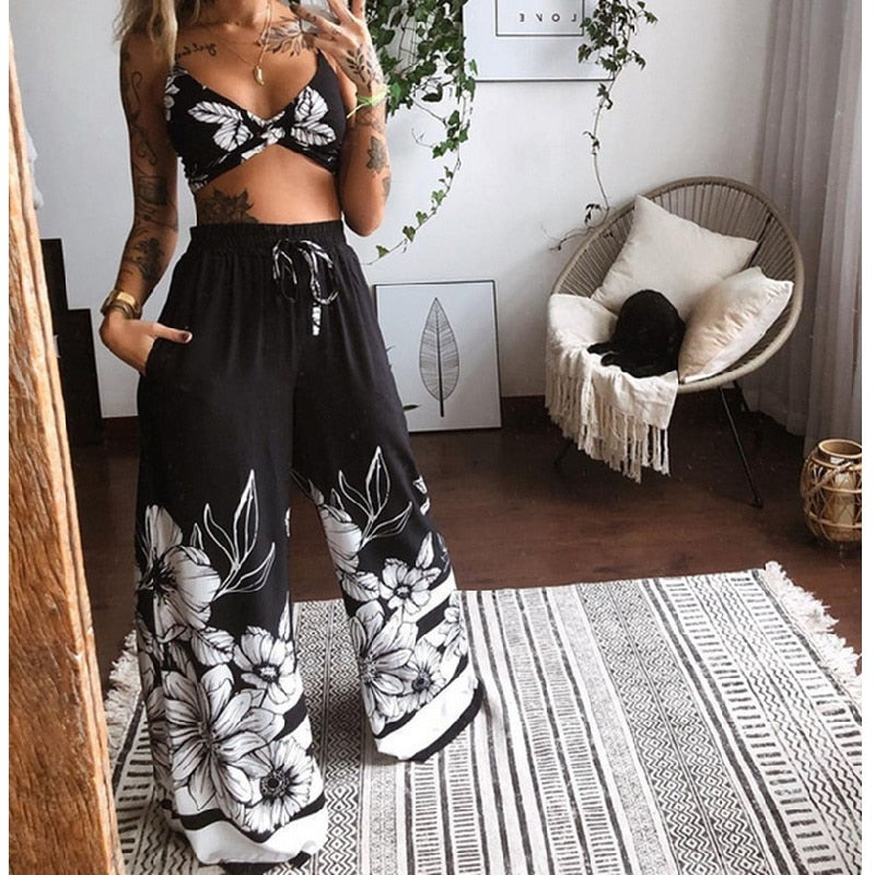 Women Fashion 2 Pieces Pants Set