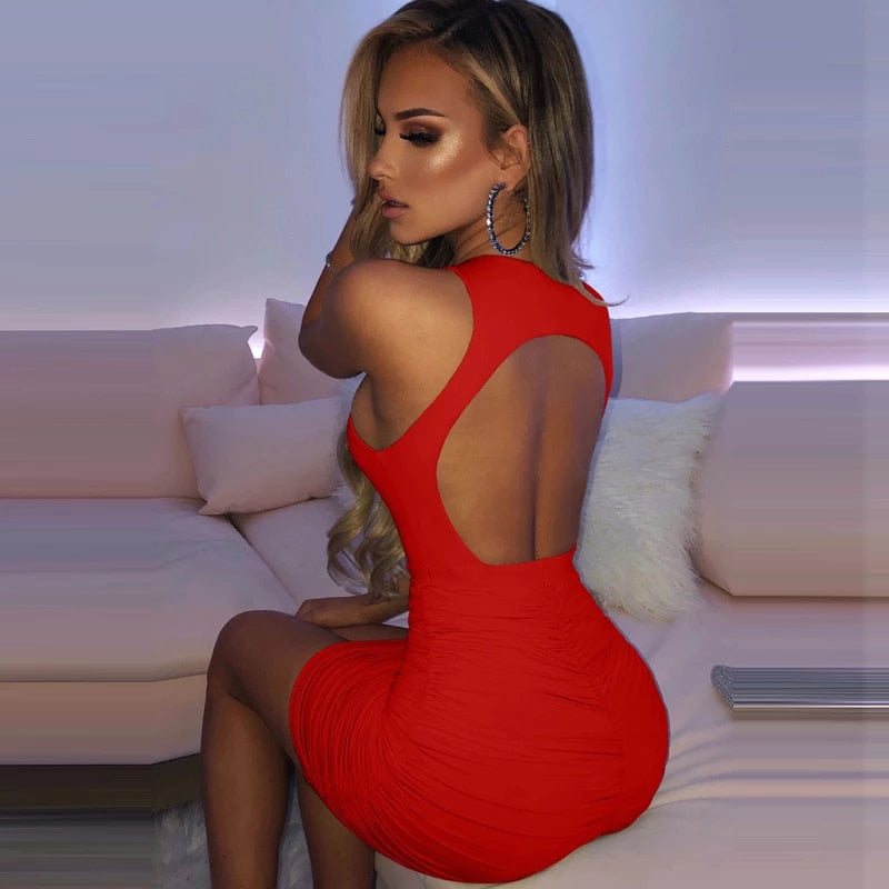 Women Sexy Hollow Out Backless Party Dresses