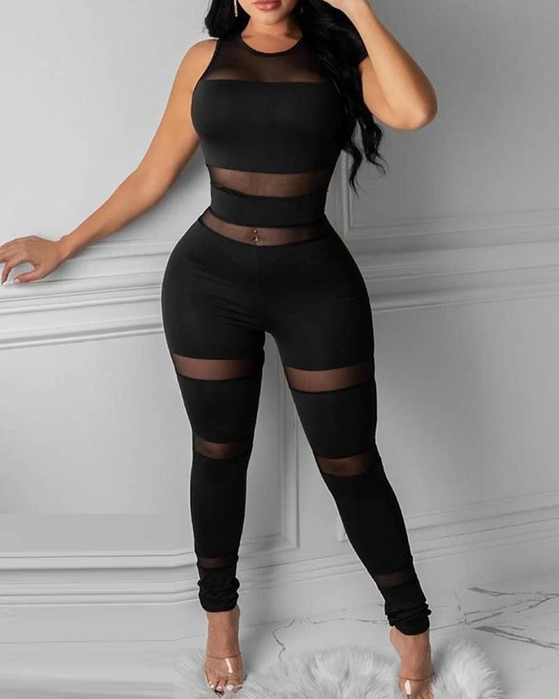 Women Elegant Casual Sheer Jumpsuit