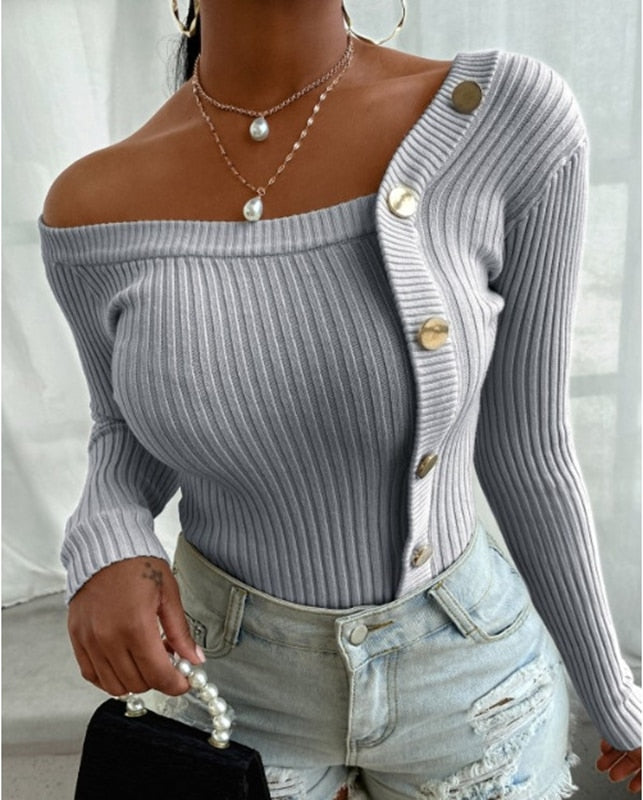 Women Long Sleeve Knitted Sweater