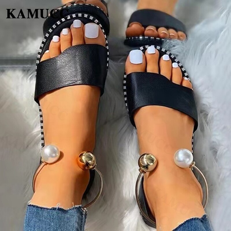 Women New Beaded Pearly Sandals